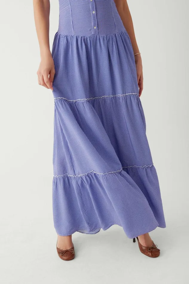 Frankies Bikinis Christabelle Ruffle Maxi Dress Sailor Gingham Women Dresses