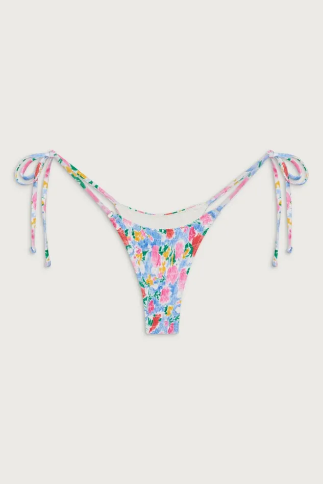 Frankies Bikinis Divine Tie Side Skimpy Bikini Bottom Painted Petals Women Bikinis