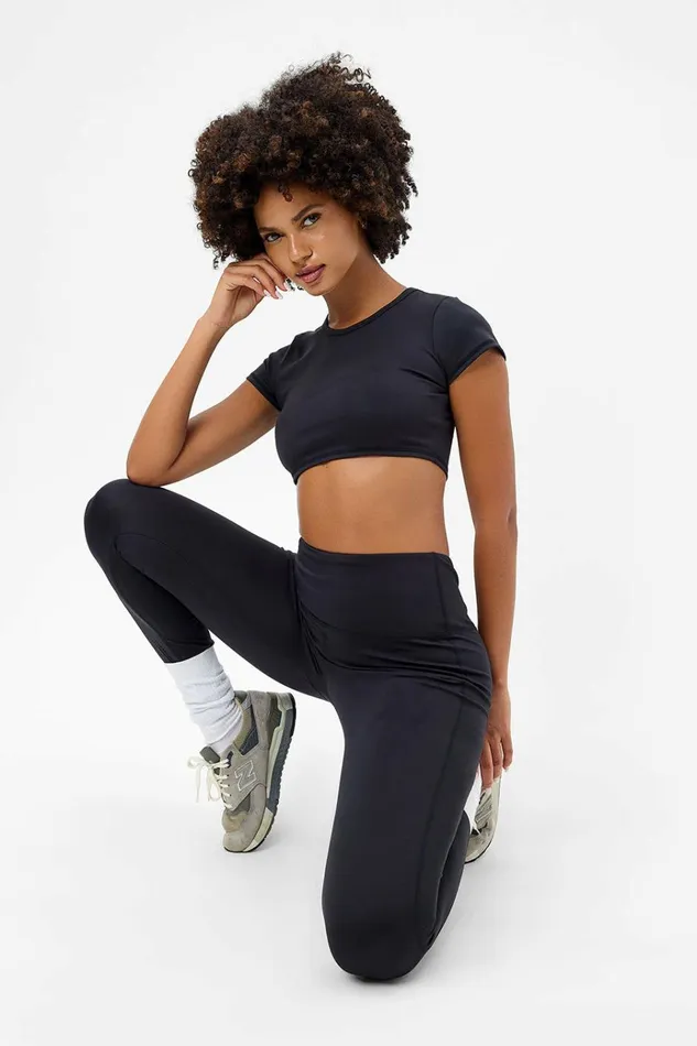 Frankies Bikinis Lively High Waist Legging Black Women Active