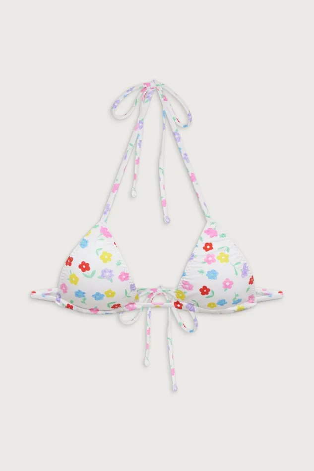 Frankies Bikinis Mikayla Micro Triangle Bikini Top Dune Daisy Women Tops