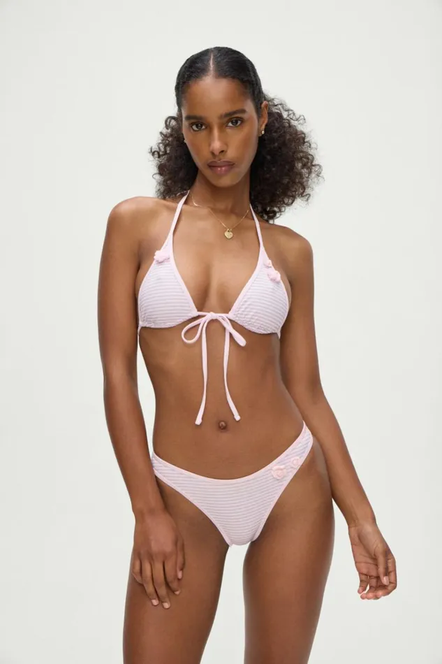Frankies Bikinis Paradise Micro Halter Bikini Top Rosewater Stripe Women Bikinis