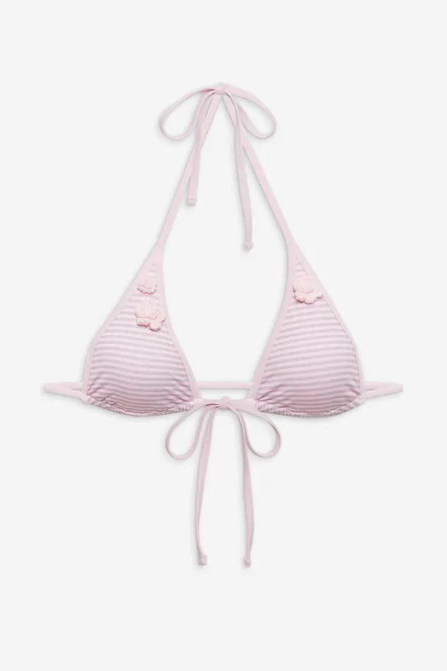 Frankies Bikinis Paradise Micro Halter Bikini Top Rosewater Stripe Women Bikinis