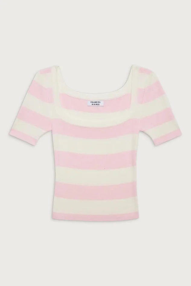 Frankies Bikinis Sunset Knit Shirt Ballet Stripe Women Tops