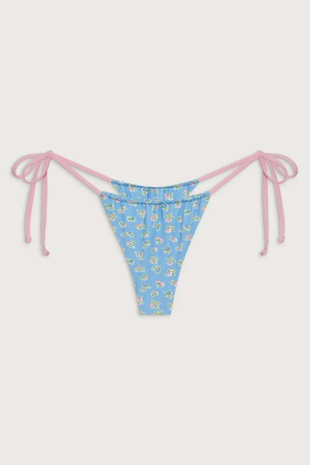 Frankies Bikinis Tia Skimpy Floral Bikini Bottom Blue Hawaii Women Bikinis