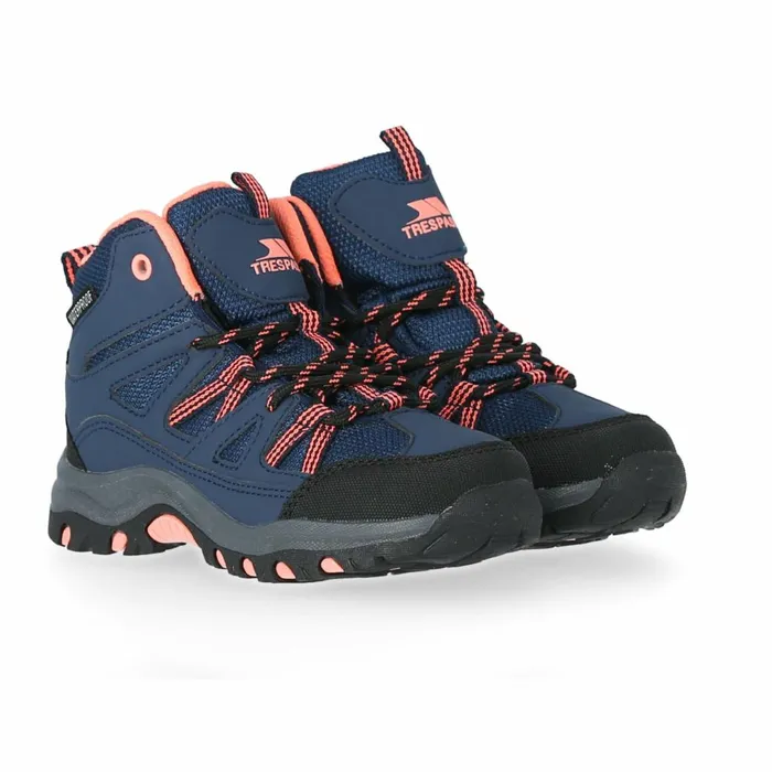 Gillon Waterproof Walking Boots Navyneon Coral Kids Trespass Walking Boots