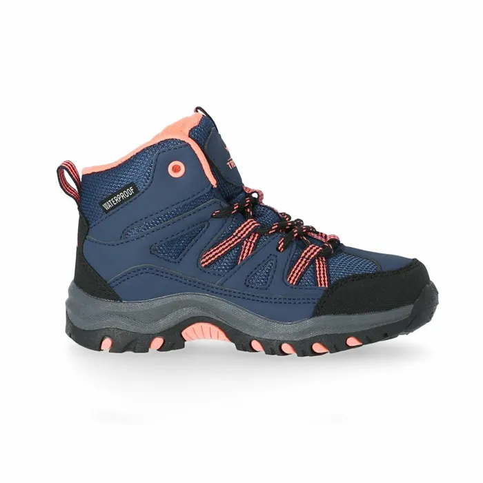 Gillon Waterproof Walking Boots Navyneon Coral Kids Trespass Walking Boots