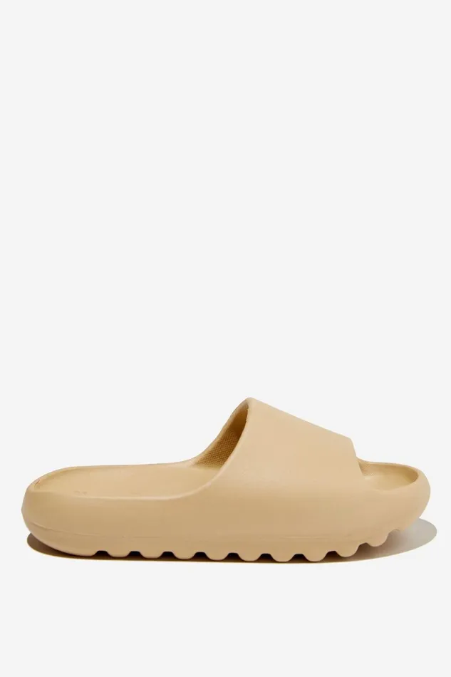 GirlsBoys Flats and Sandals Cotton On Sunny Beach Slide Semolina