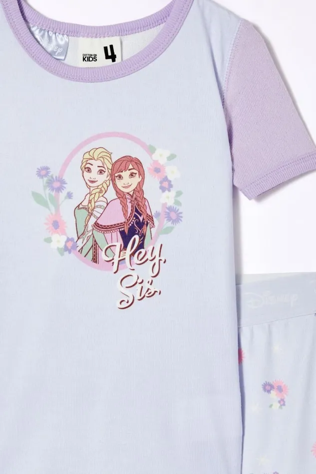 GirlsBoys Sleepwear Cotton On Harlow Super Soft Short Sleeve Pyjama Set License Lcn Dis Morning Bluefrozen Hey Sis