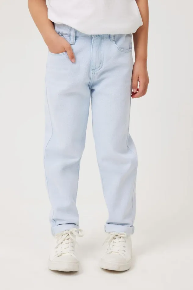 Girls Leggings Pants and Jeans Cotton On India Mom Jean Bleach Blue Wash