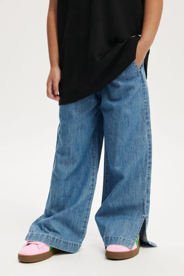 Girls Leggings Pants and Jeans Cotton On Kirsty Wide Leg Jean Weekend Wash