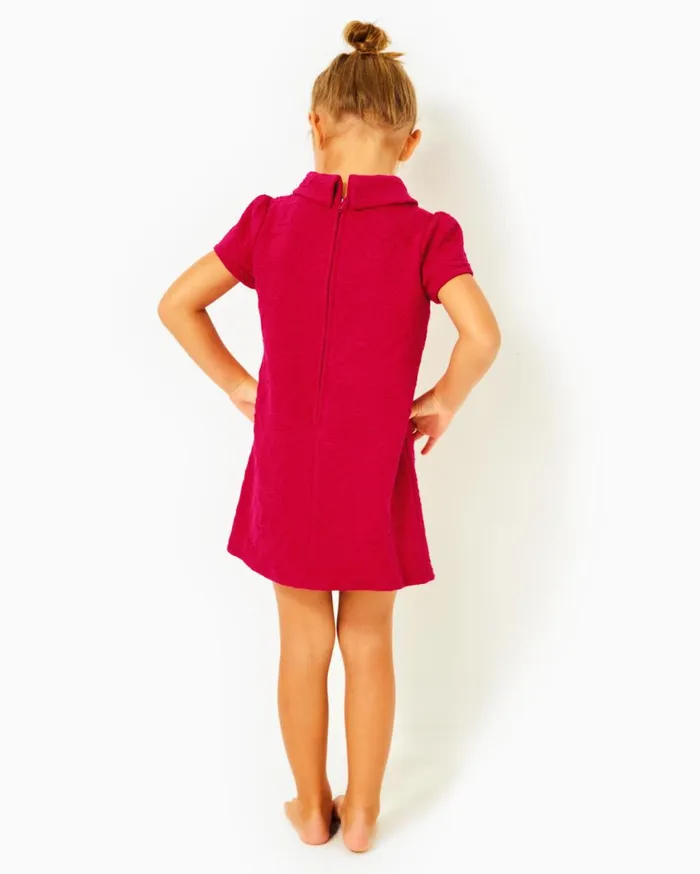 Girls Lilly Pulitzer Girls Dresses and Rompers Girls Mini Daisee Shift Dress Poinsettia Red Knit Pucker Jacquard