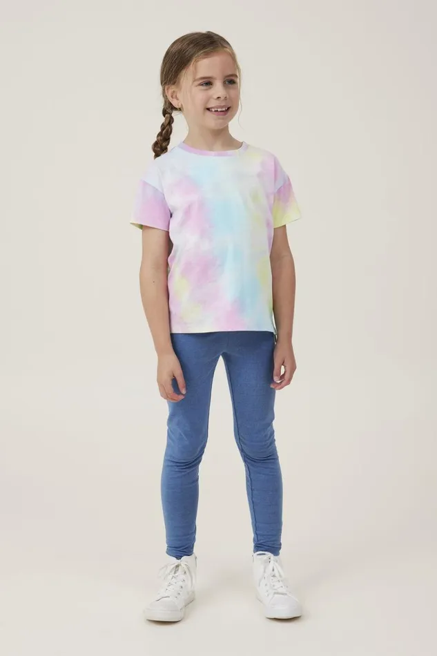 Girls Tops and TShirts Cotton On Poppy Short Sleeve Print Tee Rainbow Tie Dye