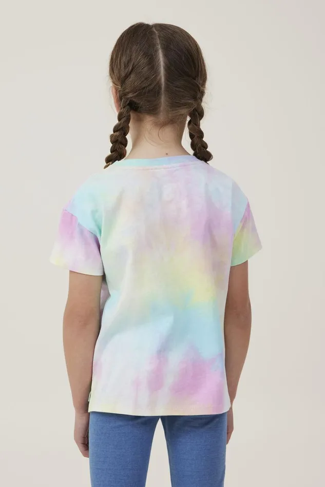 Girls Tops and TShirts Cotton On Poppy Short Sleeve Print Tee Rainbow Tie Dye