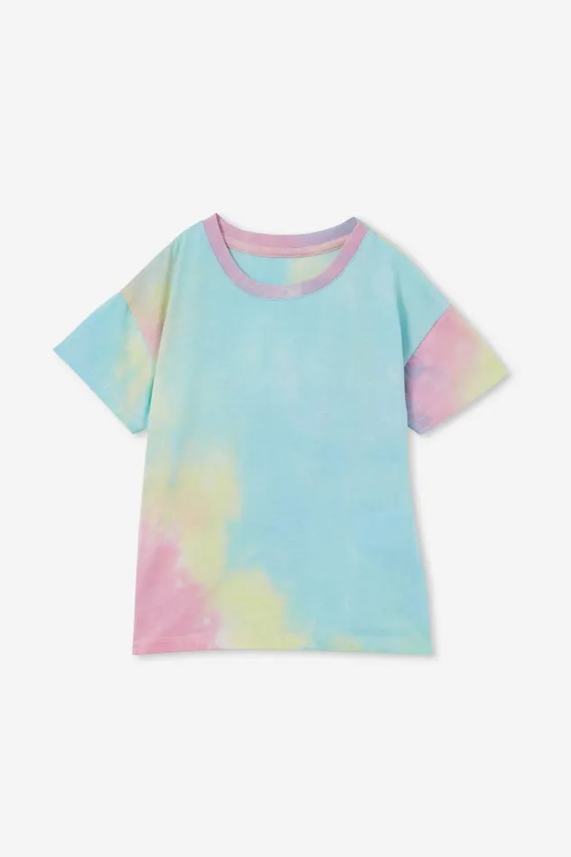 Girls Tops and TShirts Cotton On Poppy Short Sleeve Print Tee Rainbow Tie Dye
