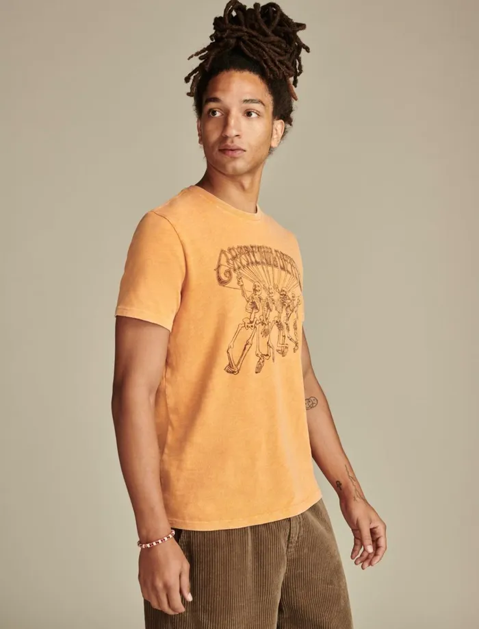Grateful Dead Skeletons Amber Glow Men Lucky Brand Graphic Tees