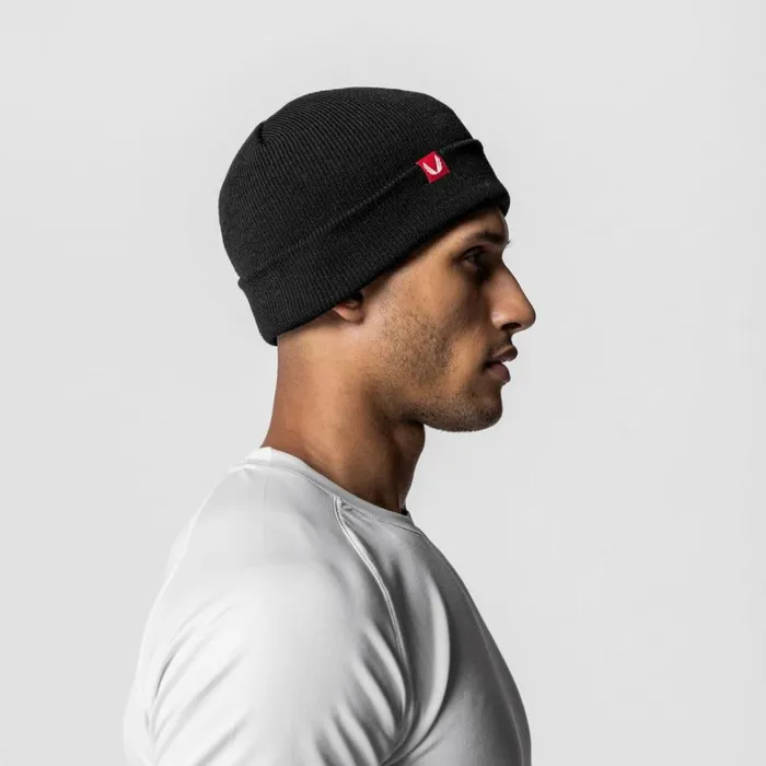 Hats and Headwear Men ASRV Essential Beanie Blackred Hats and Headwear Men ASRV Essential Beanie Blackred