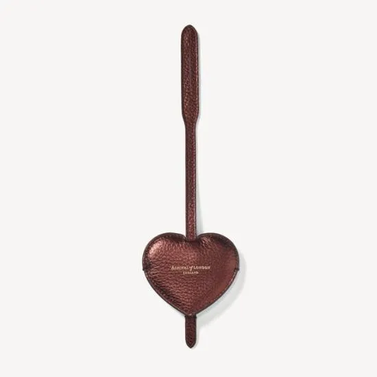 Heart Mirror Handbag Charm Chocolate Metallic Pebble Women Aspinal Of London Key Rings
