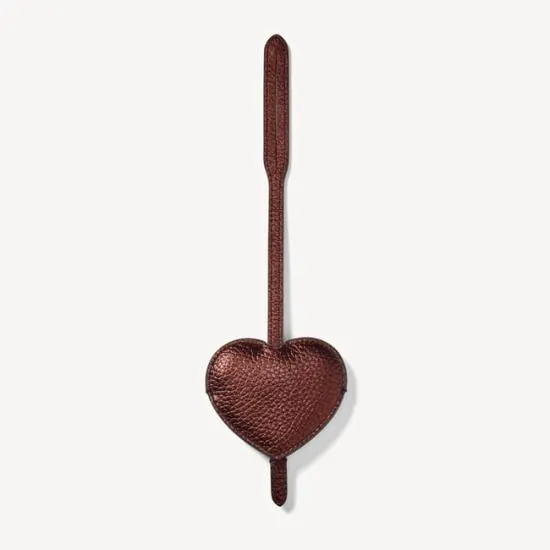 Heart Mirror Handbag Charm Chocolate Metallic Pebble Women Aspinal Of London Key Rings