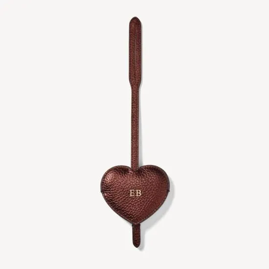 Heart Mirror Handbag Charm Chocolate Metallic Pebble Women Aspinal Of London Key Rings