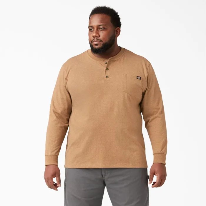 Heavyweight Heathered Long Sleeve Henley TShirt Brown Duck Heather Brown Duck Heather bdh Men Dickies Long Sleeve Work Shirts Heavyweight Heathered Long Sleeve Henley TShirt Brown Duck Heather Brown Duck Heather bdh Men Dickies Long Sleeve Work Shirts