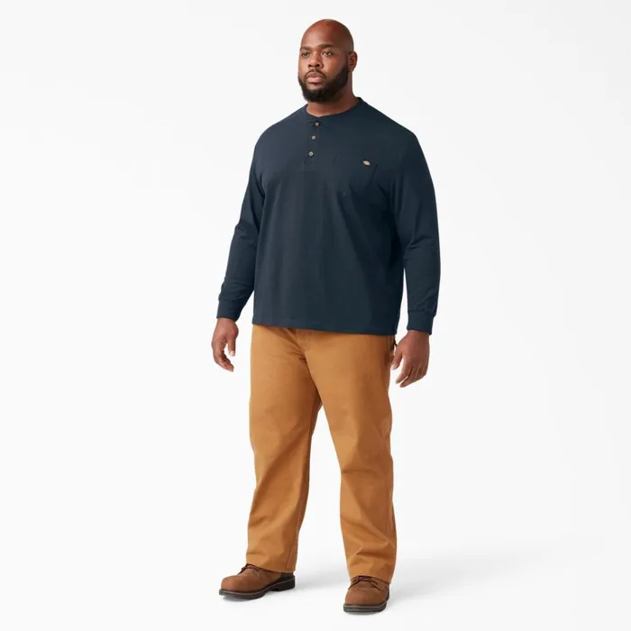 Heavyweight Long Sleeve Henley TShirt Dark Navy Dark Navy dn Men Dickies Long Sleeve Work Shirts
