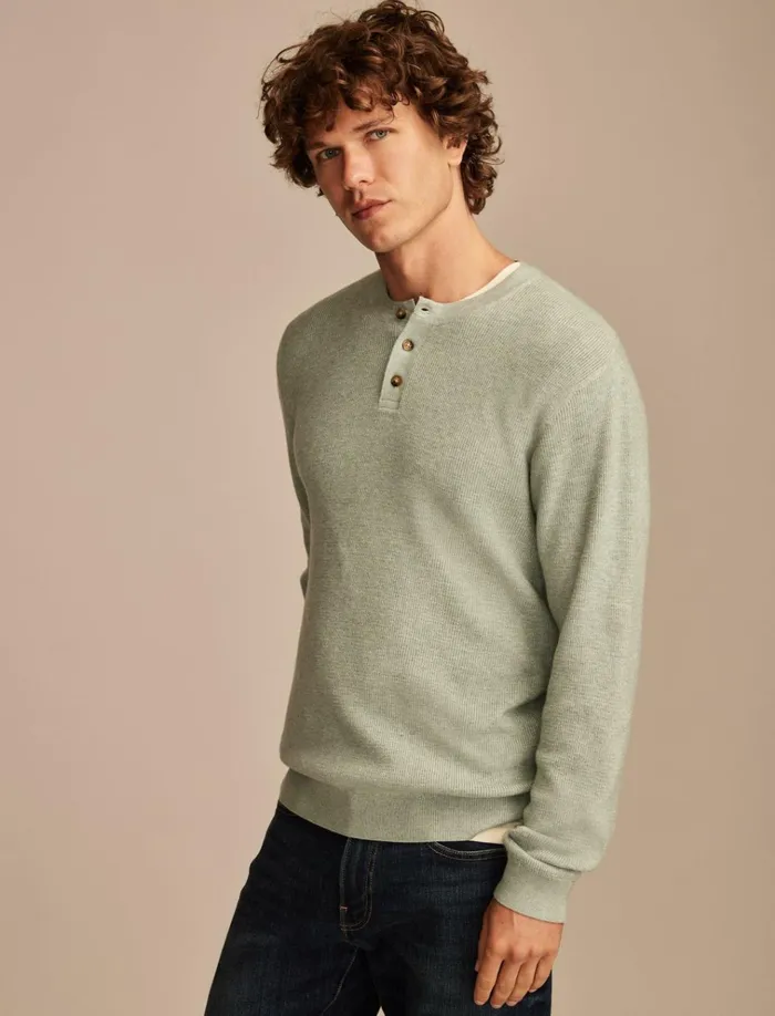 Henley Sweater Heather Green Men Lucky Brand Sweaters