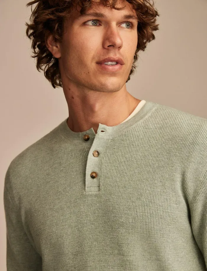 Henley Sweater Heather Green Men Lucky Brand Sweaters