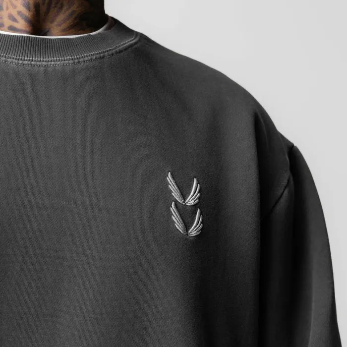 Hoodies and Sweatshirts Men ASRV Tech Essential Distressed Crewneck Faded Grey