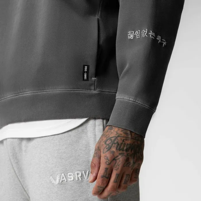 Hoodies and Sweatshirts Men ASRV Tech Essential Distressed Crewneck Faded Grey