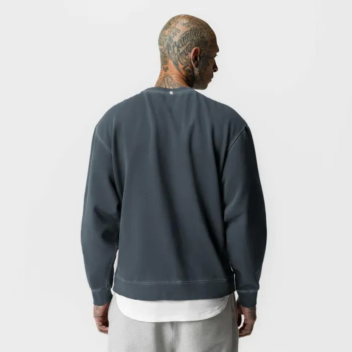 Hoodies and Sweatshirts Men ASRV Tech Essential Distressed Crewneck Faded Navy
