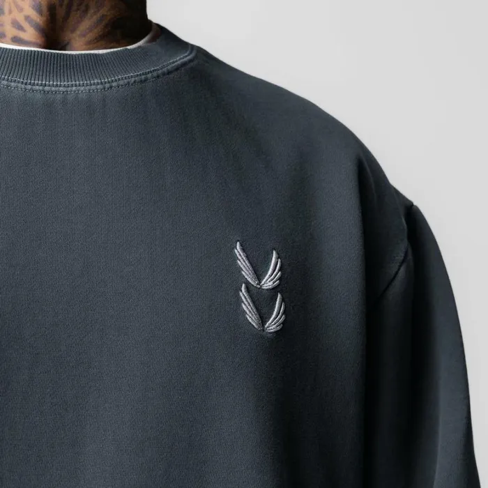 Hoodies and Sweatshirts Men ASRV Tech Essential Distressed Crewneck Faded Navy