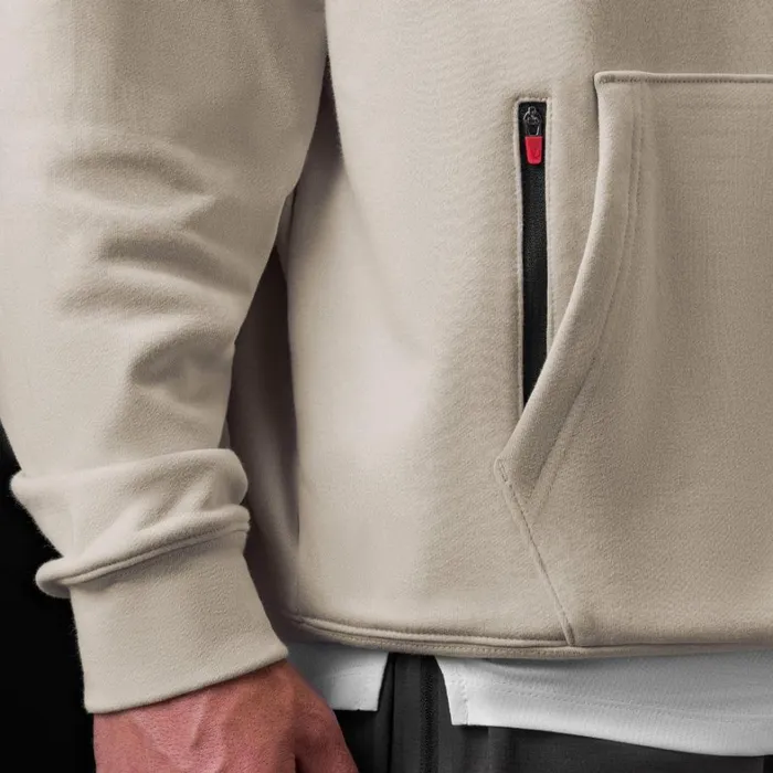 Hoodies and Sweatshirts Men ASRV TechTerry Zip Pocket Hoodie Stone 034brush Stroke034