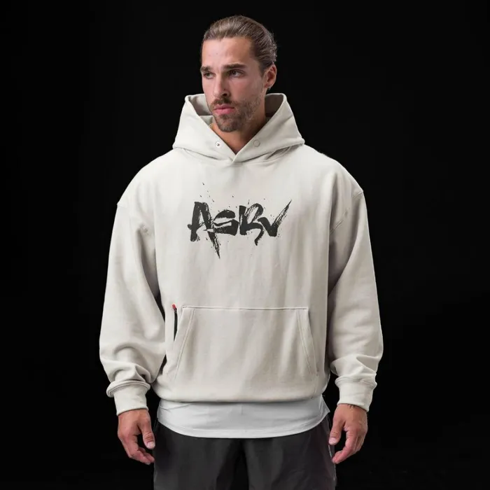 Hoodies and Sweatshirts Men ASRV TechTerry Zip Pocket Hoodie Stone 034koi034