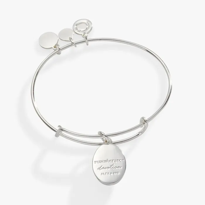 Iconic Women Alex And Ani Printed Flower Remembrance Charm Bangle Silver