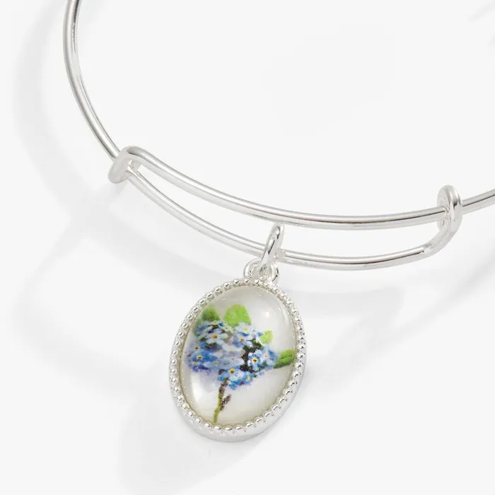 Iconic Women Alex And Ani Printed Flower Remembrance Charm Bangle Silver
