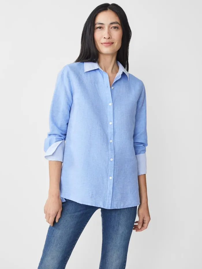 JMclaughlin Anilee Linen Blend Shirt French Blue Women Shirts and Tops JMclaughlin Anilee Linen Blend Shirt French Blue Women Shirts and Tops