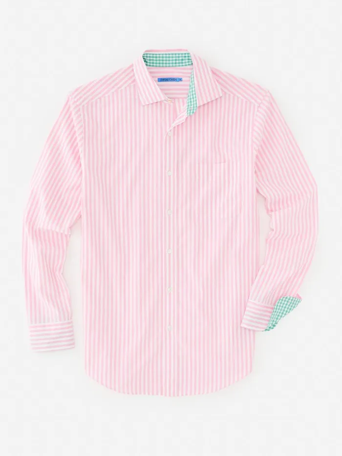 JMclaughlin Club Classic Fit Shirt In Bengal Stripe Pinkwhite Men Shirts JMclaughlin Club Classic Fit Shirt In Bengal Stripe Pinkwhite Men Shirts
