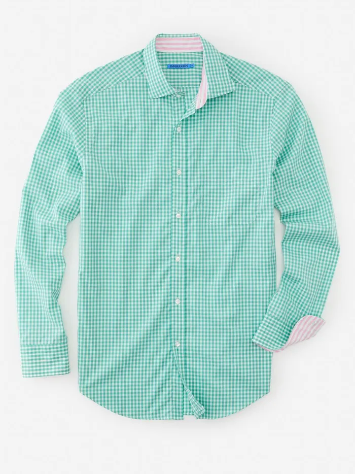 JMclaughlin Club Classic Fit Shirt In Gingham Greenwhite Men Shirts JMclaughlin Club Classic Fit Shirt In Gingham Greenwhite Men Shirts