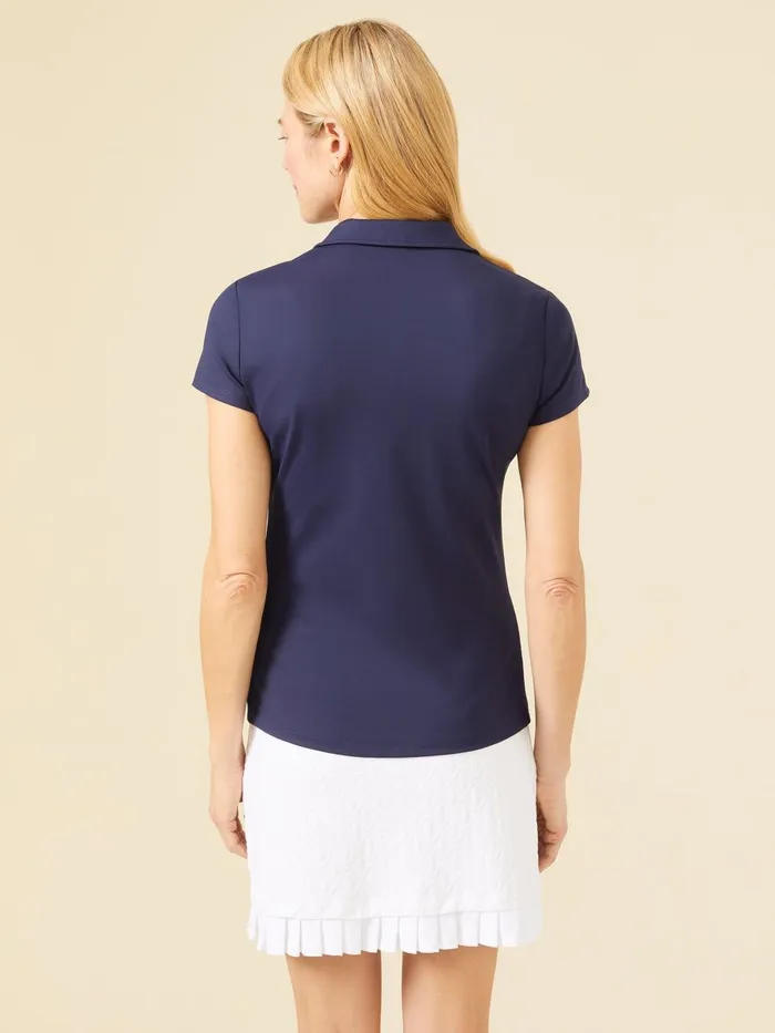 JMclaughlin Court Cap Sleeve Polo Winter Navy Women Shirts and Tops