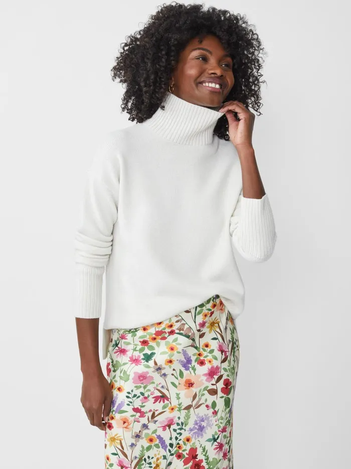 JMclaughlin Dina Metallic Cashmere Sweater Ivory Women Sweaters