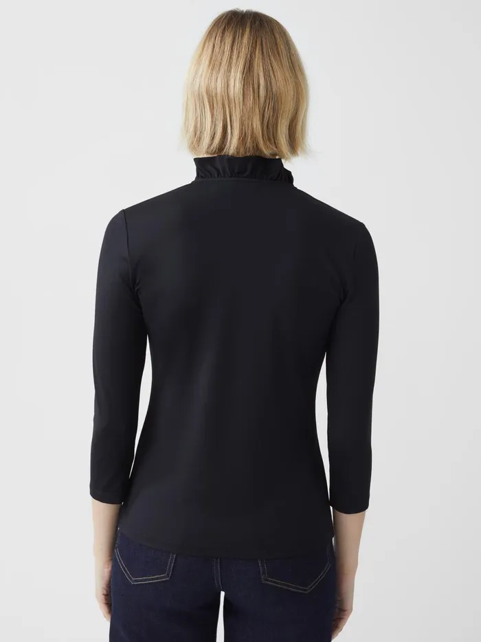 JMclaughlin Durham Ruffle Top Black Women Shirts and Tops