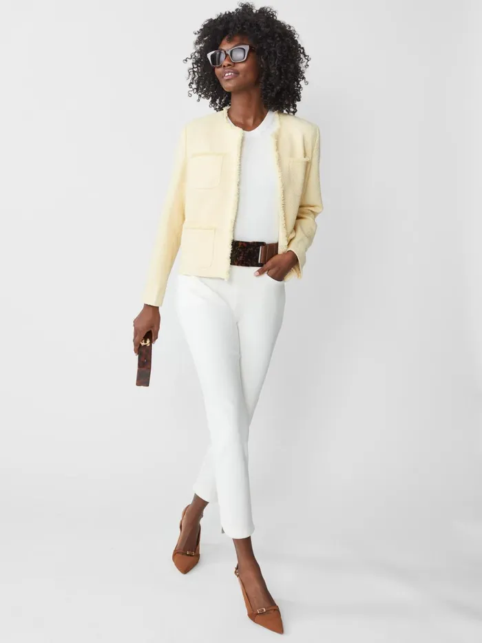 JMclaughlin Martha Tweed Jacket Light Yellow Women Jackets and Outerwear JMclaughlin Martha Tweed Jacket Light Yellow Women Jackets and Outerwear