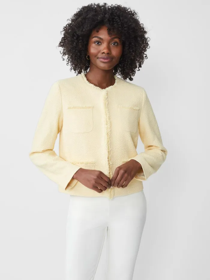JMclaughlin Martha Tweed Jacket Light Yellow Women Jackets and Outerwear JMclaughlin Martha Tweed Jacket Light Yellow Women Jackets and Outerwear