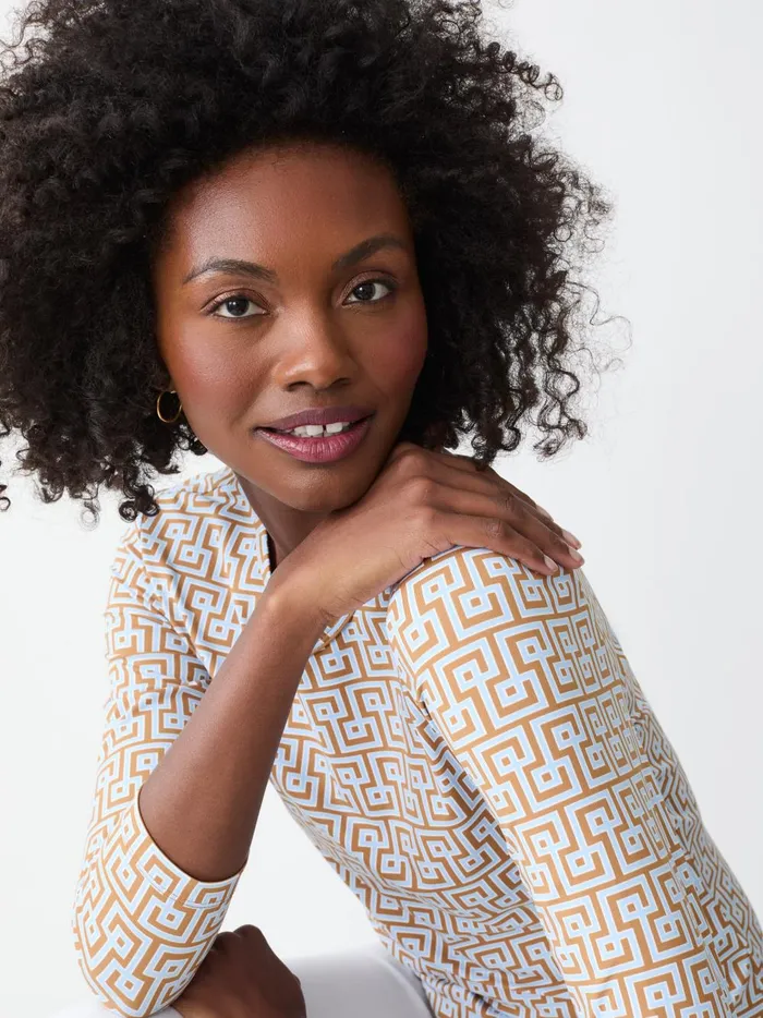 JMclaughlin Signature Tee In South Coast Key Brownblue Women Shirts and Tops