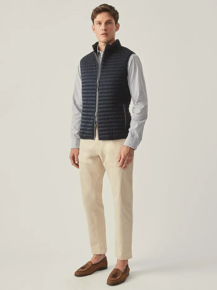 JMclaughlin Traveler Quilted Vest Navy Men Jackets and Outerwear