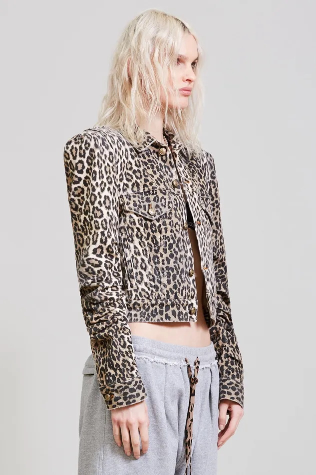 Jackets and Coats R13 Women Kelsey Shirring Jacket 8211 Tyler Leopard
