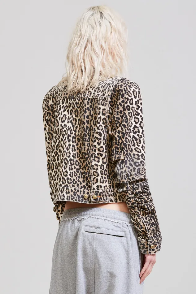 Jackets and Coats R13 Women Kelsey Shirring Jacket 8211 Tyler Leopard