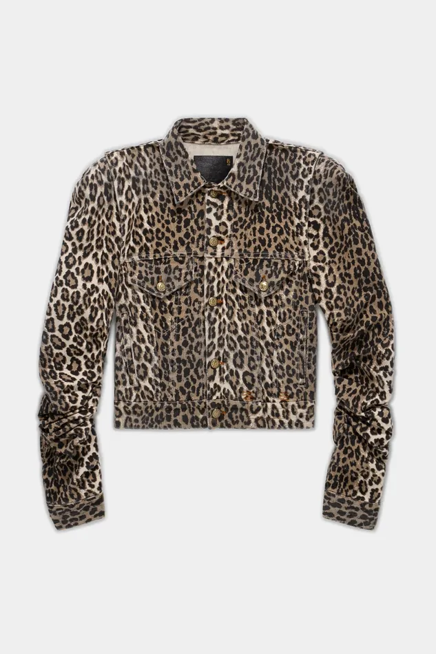 Jackets and Coats R13 Women Kelsey Shirring Jacket 8211 Tyler Leopard