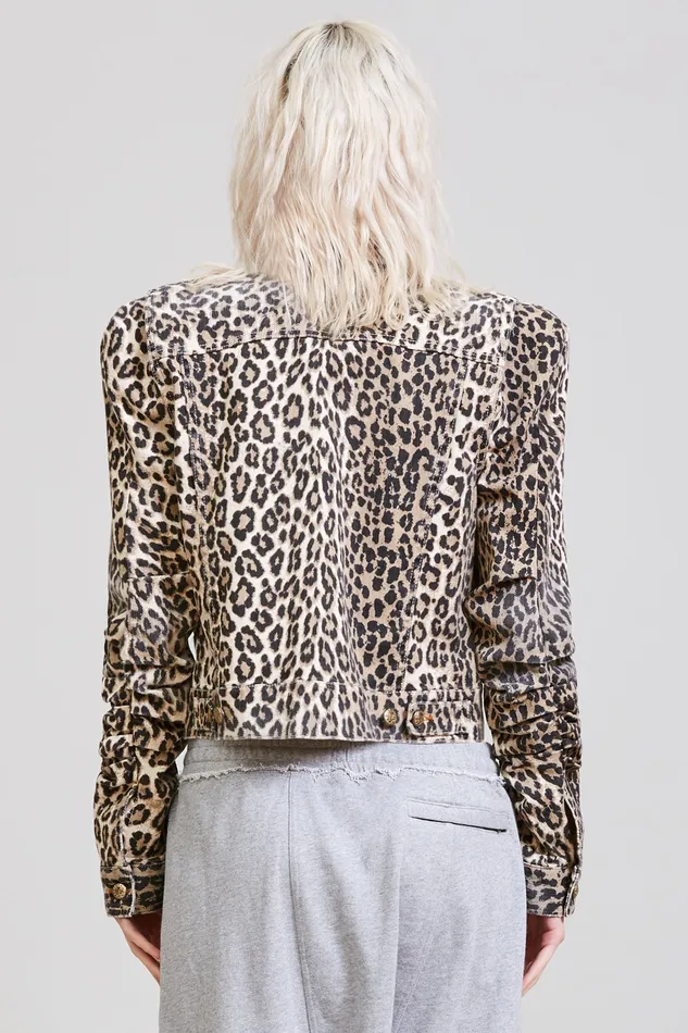 Jackets and Coats R13 Women Kelsey Shirring Jacket 8211 Tyler Leopard