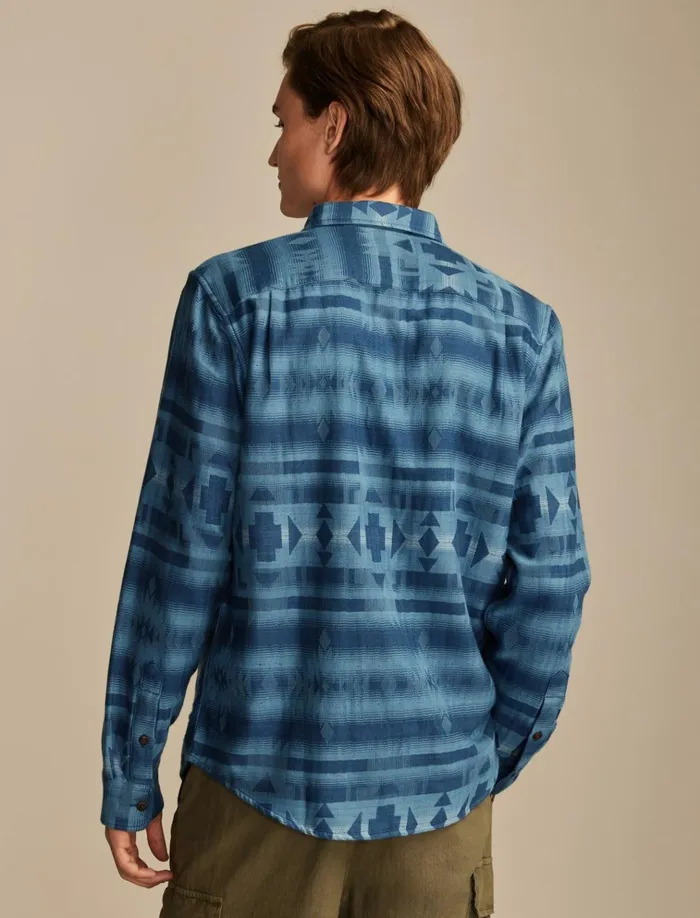 Jacquard Double Weave Humboldt Long Sleeve Shirt Blue Jacquard Men Lucky Brand Shirts and Tops